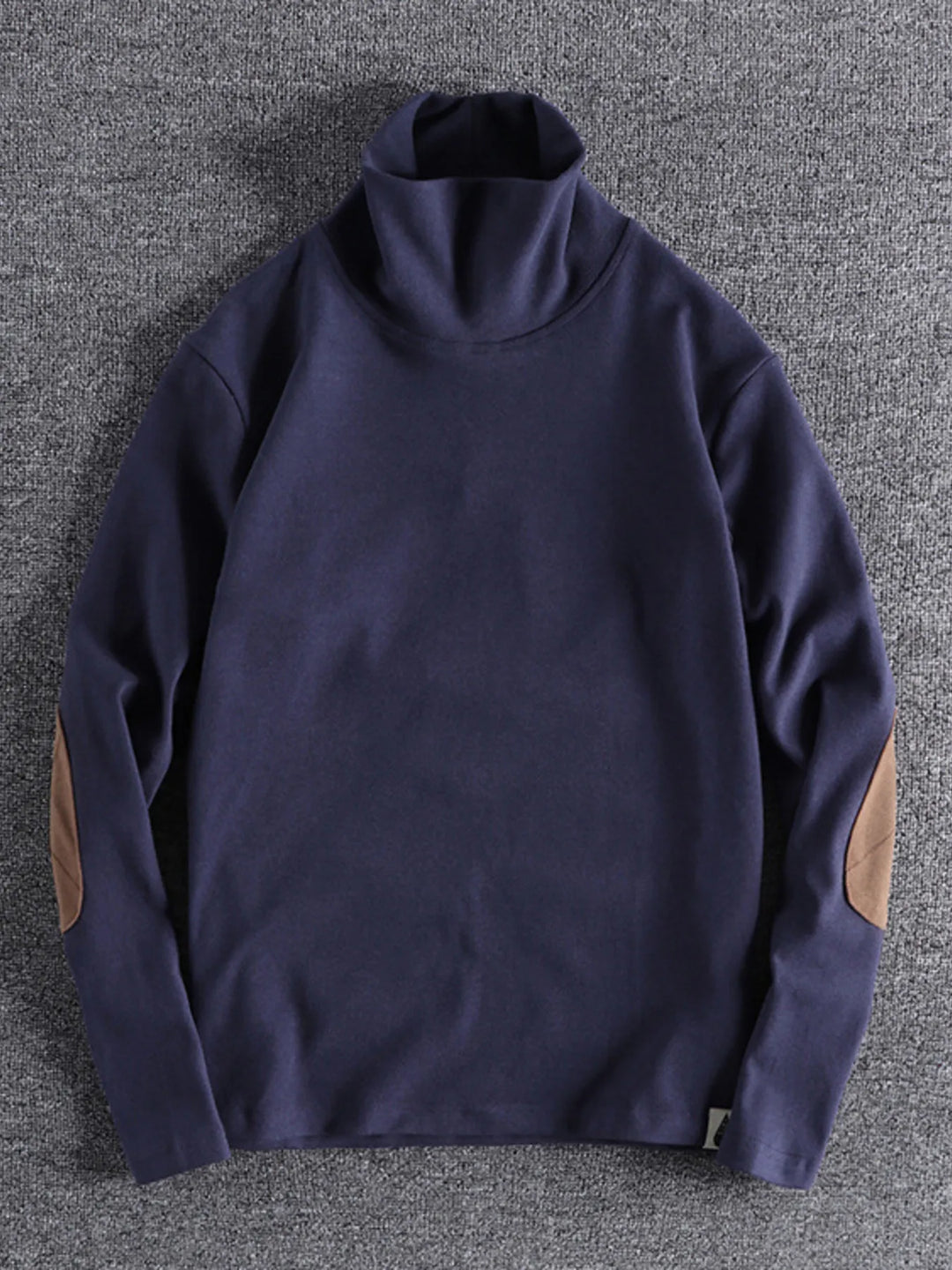 Men's Turtleneck Long Sleeve Top with Patches