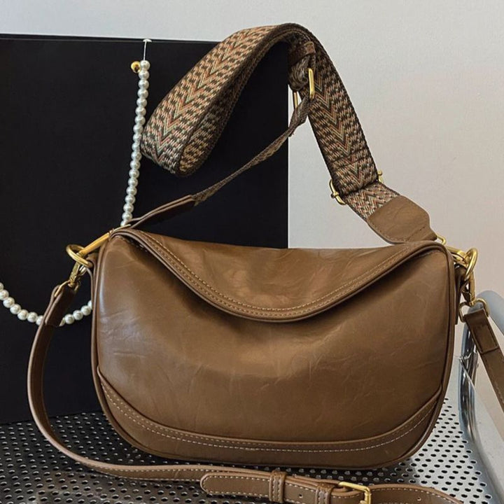 Vintage Style Wide Strap Crossbody Bag