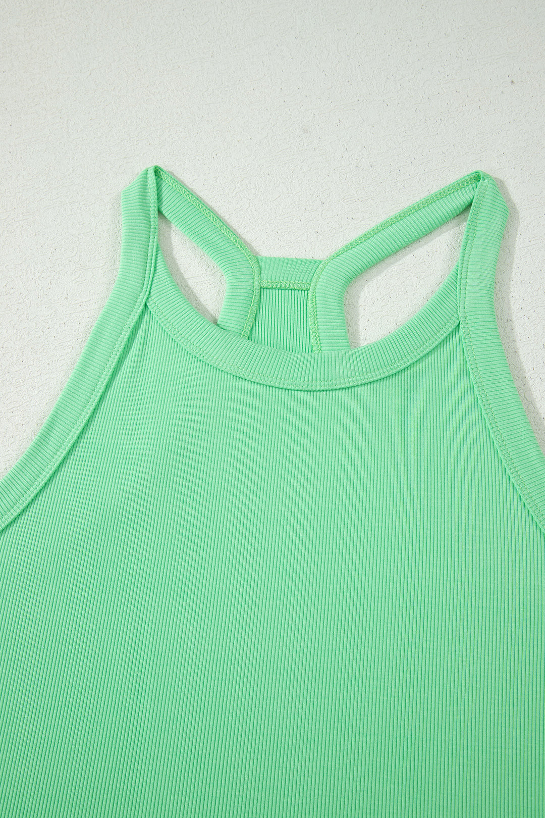 Green Slim Tank Top Elastic High Waist Shorts 2pcs Outfit