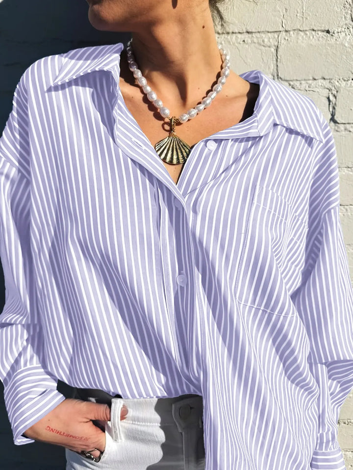Oversized Striped Button-Down Shirt