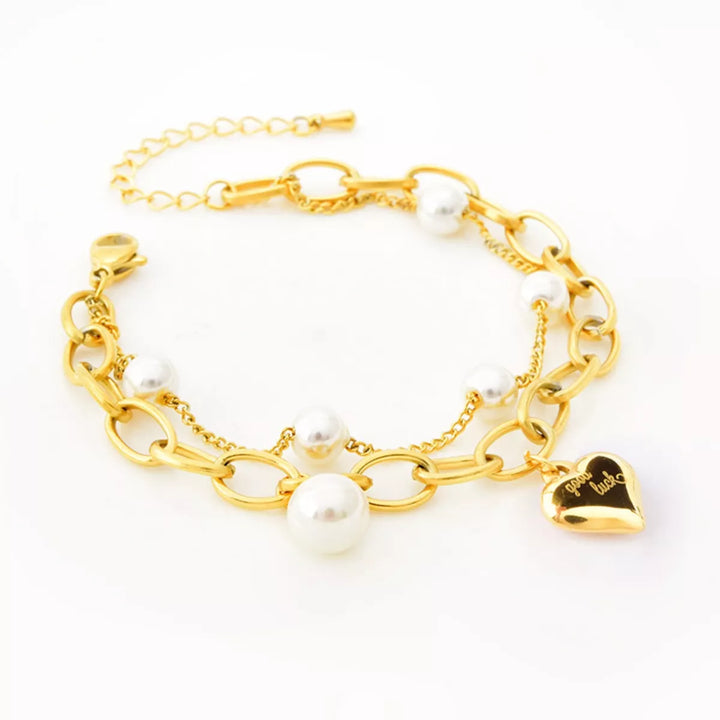 18K Gold-Plated Heart Charm Bracelet