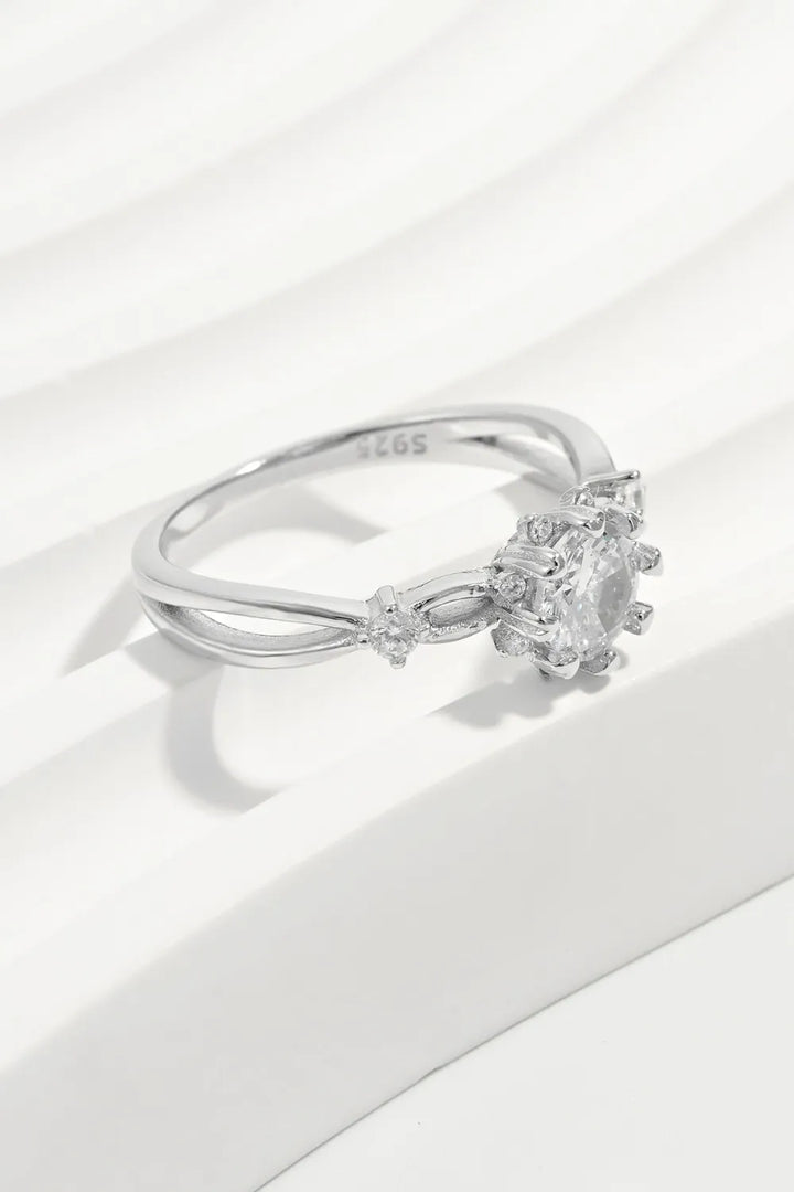 925 Sterling Silver Inlaid Zircon Ring