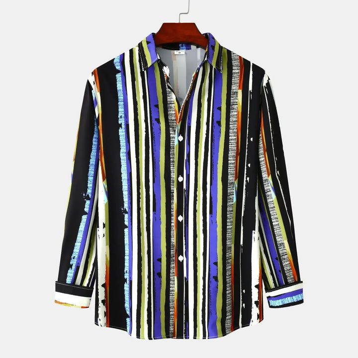 Men's Colorful Striped Long Sleeve Casual Shirt