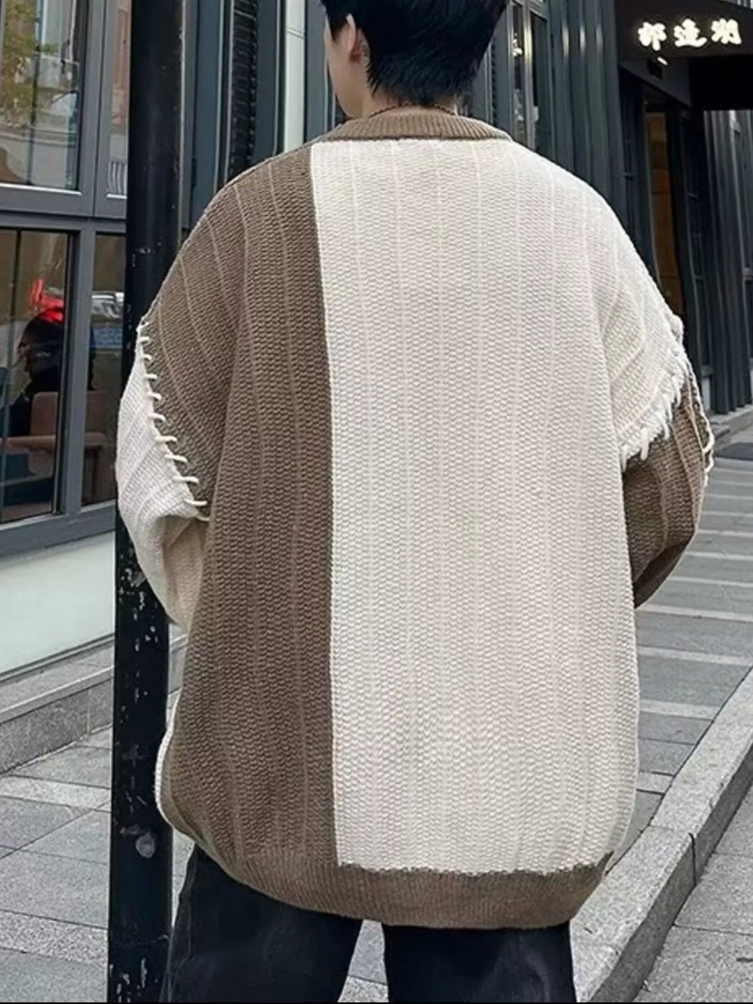 Men's Color Block Round Neck Knitted Pullover