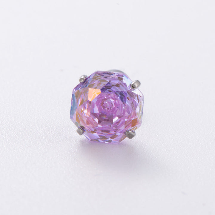 High-end, Brilliantly Reflective Octagonal Millennium Rose-cut Cubic Zirconia Stud Earrings