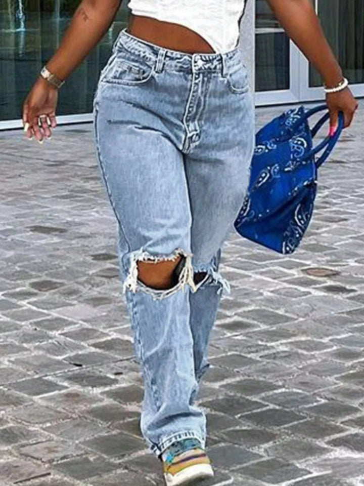 Distressed High-Waisted Jeans