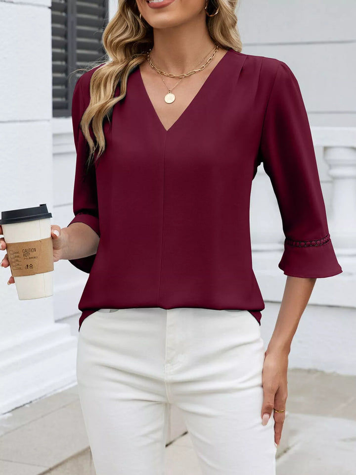 V-Neck 3/4 Sleeve Blouse