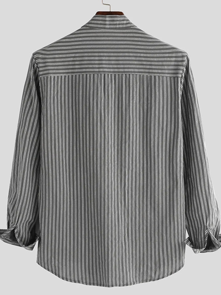 Men's Full Size Striped Button Up Long Sleeve Shirt Plus Size