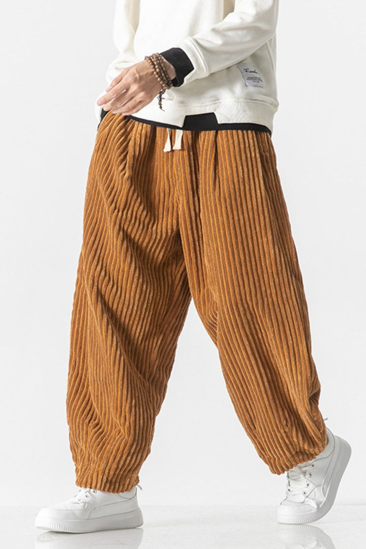 Men's Plus Size Corduroy Wide Leg Casual Pants