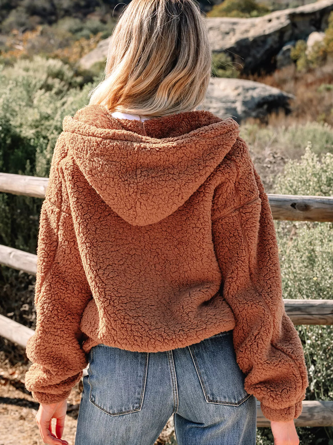 Zip Up Hooded Sherpa Jacket