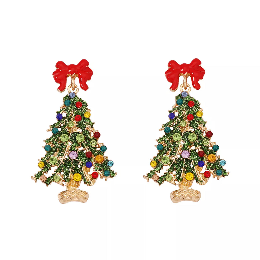 Christmas Tree Earrings with Bow
