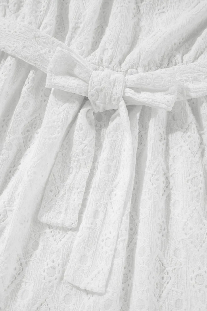 Lace Sleeveless Tied Waist Mini Dress