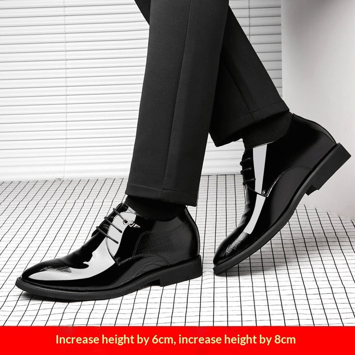 Men's Business Dress Leather Shoes With Hidden Heel