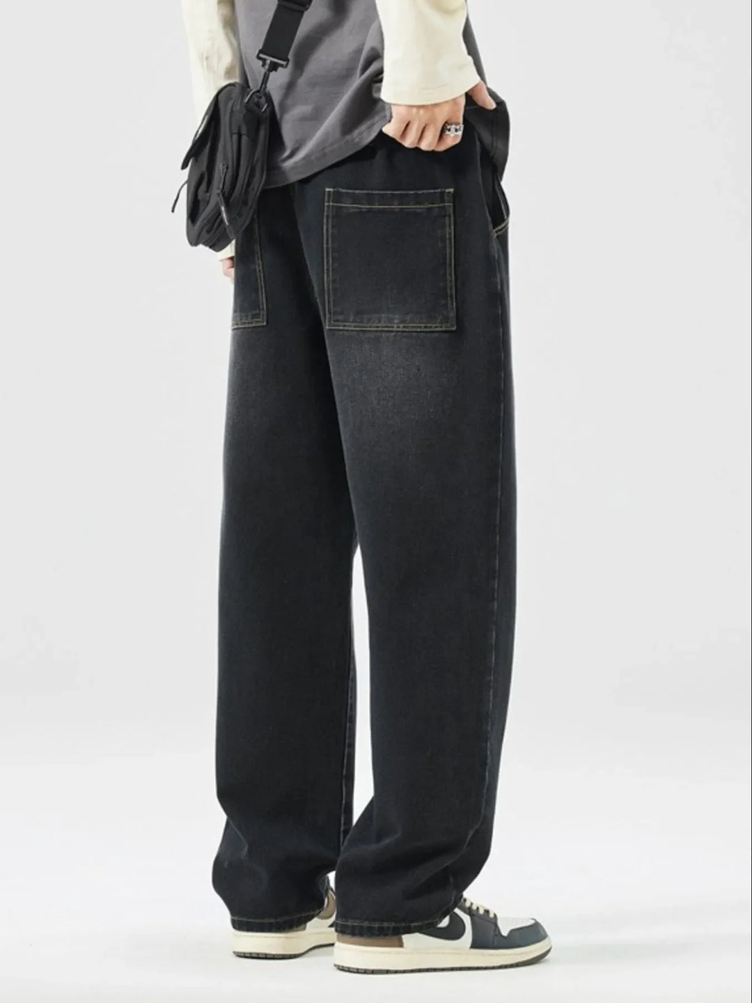Men's Full Size Wide Leg Wash Jeans Plus Size