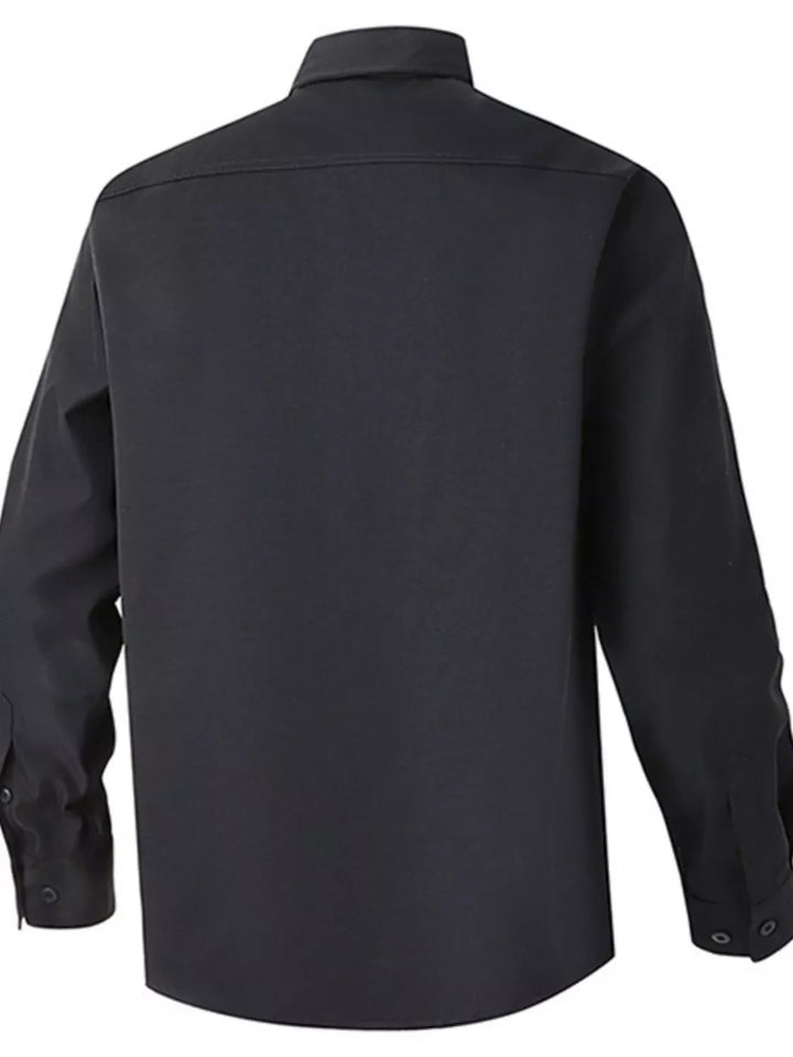 Men's Solid Color Long Sleeve Button-Up Shirt