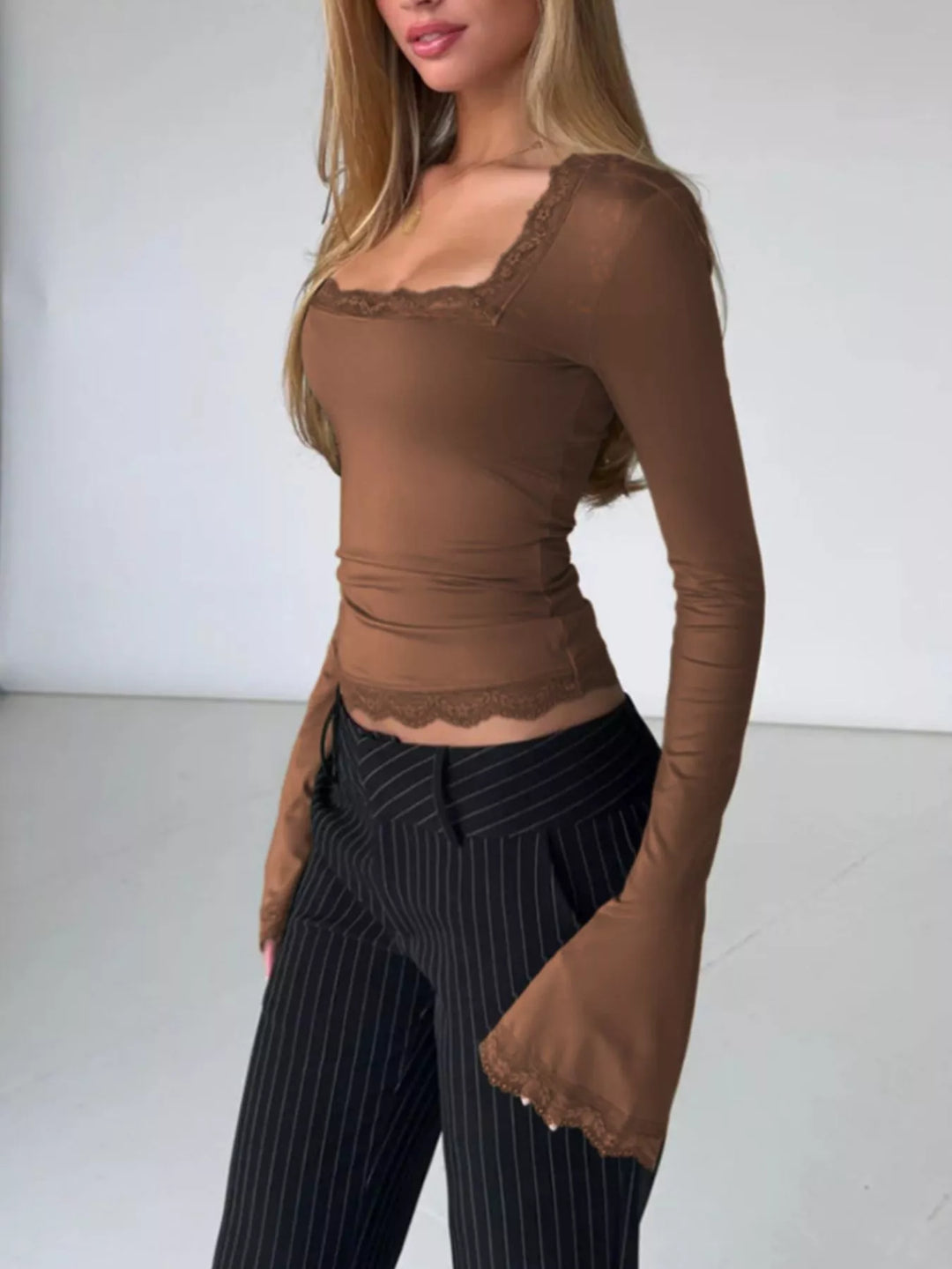 Lace Trim Long Sleeve T-Shirt