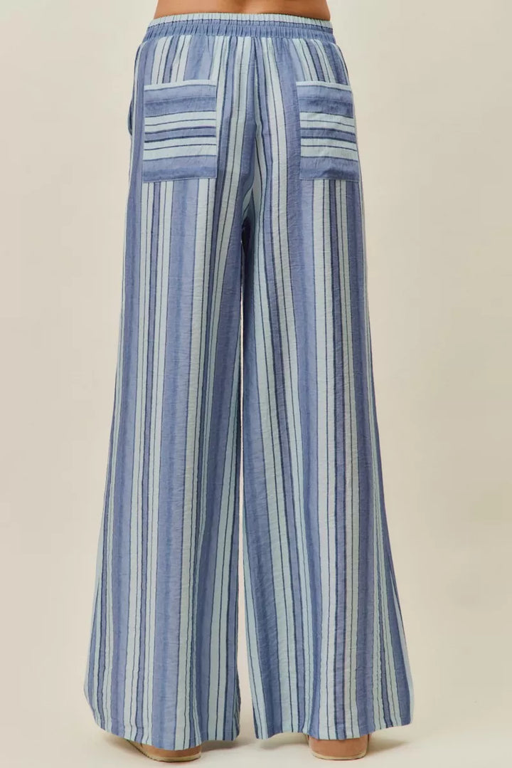 SO ME Stripe Wide Leg Pull On Pants