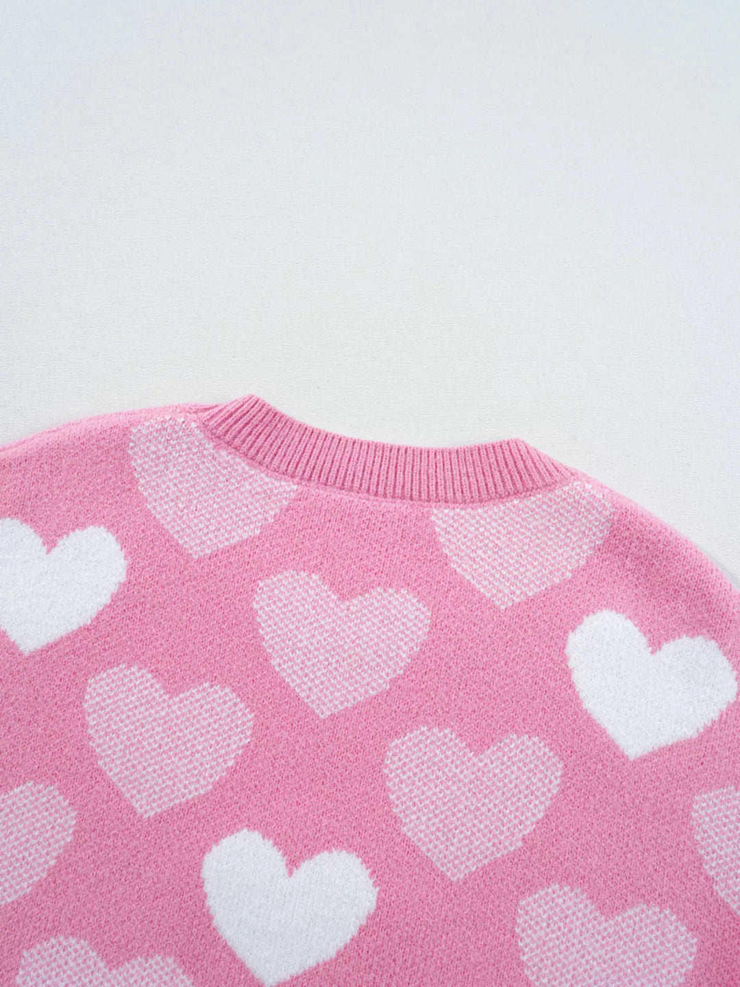 Pearled Heart Print Valentines Crew Neck Sweater
