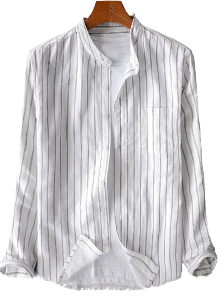 Men's Full Size Striped Button Up Long Sleeve Shirt Plus Size