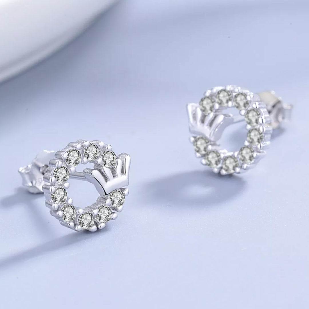 Crown Circle Stud Earrings