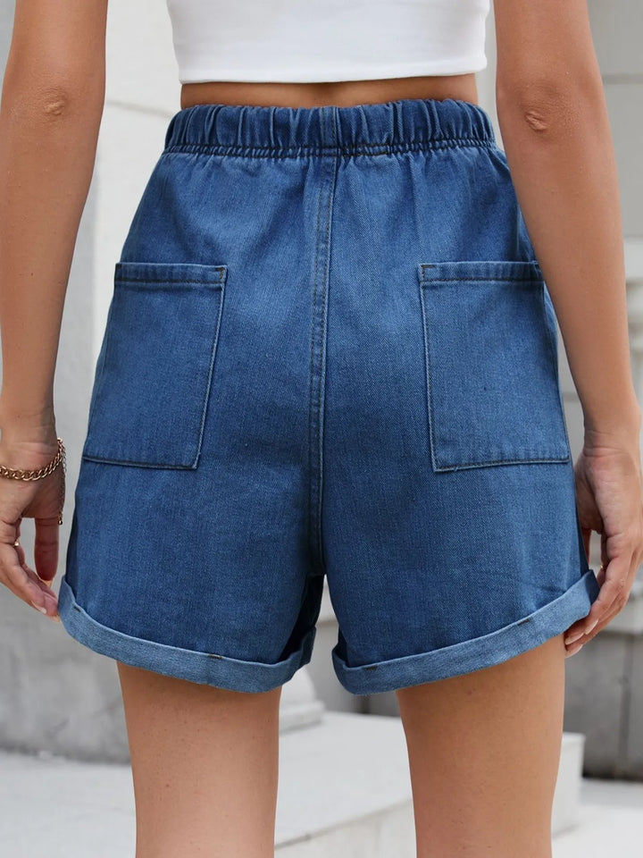 Drawstring Wash Denim Shorts