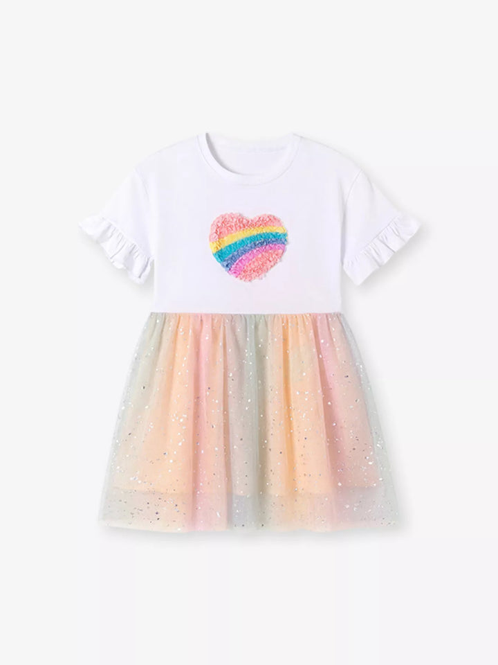 Children's Rainbow Heart Tulle Dress