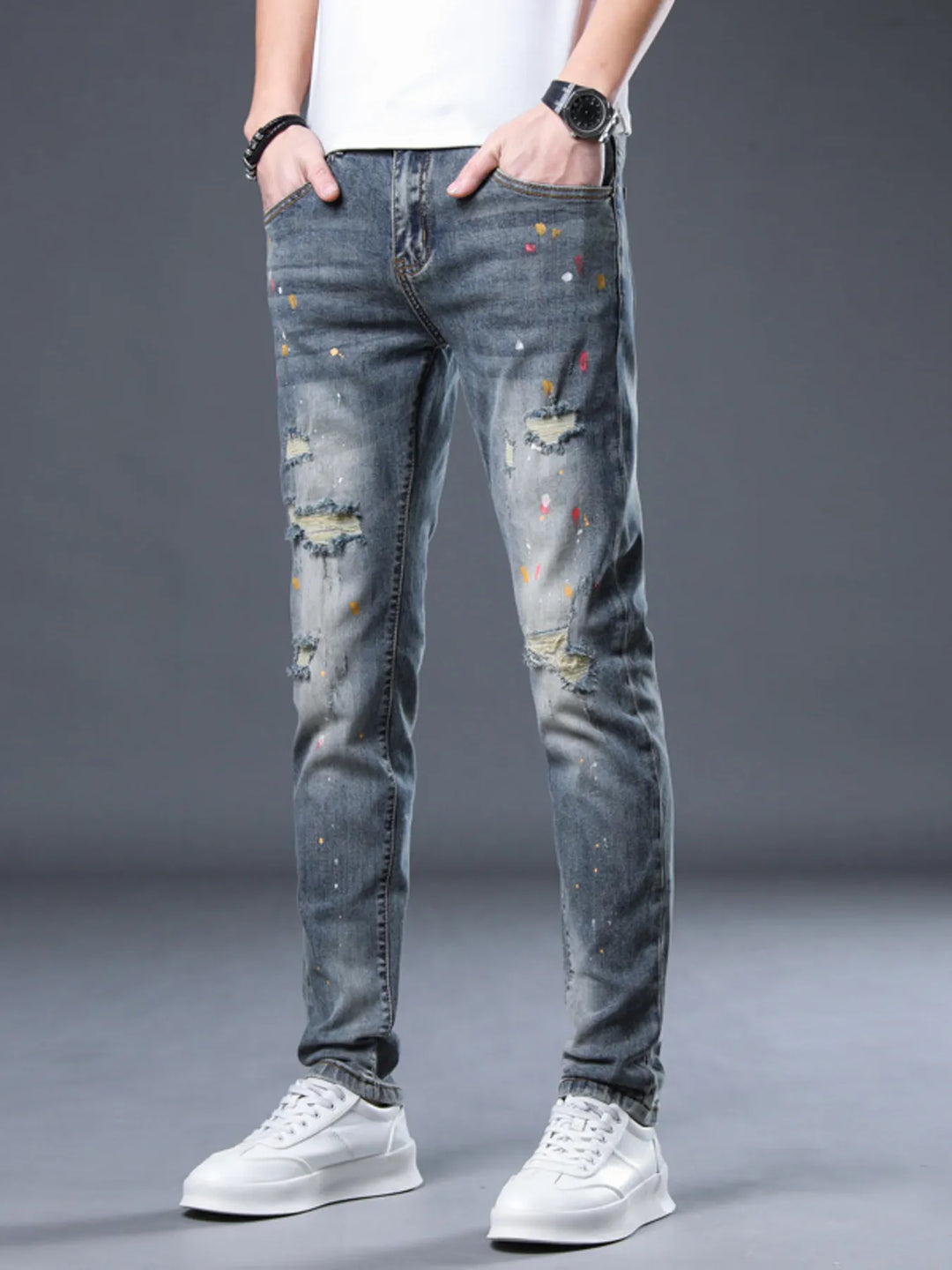 Men's Distressed Slim Fit Jeans