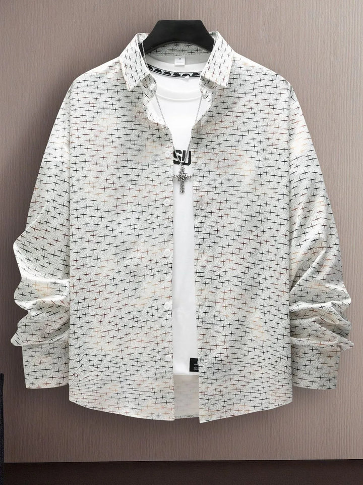Men's Full Size Collared Neck Long Sleeve Shirt Plus Size