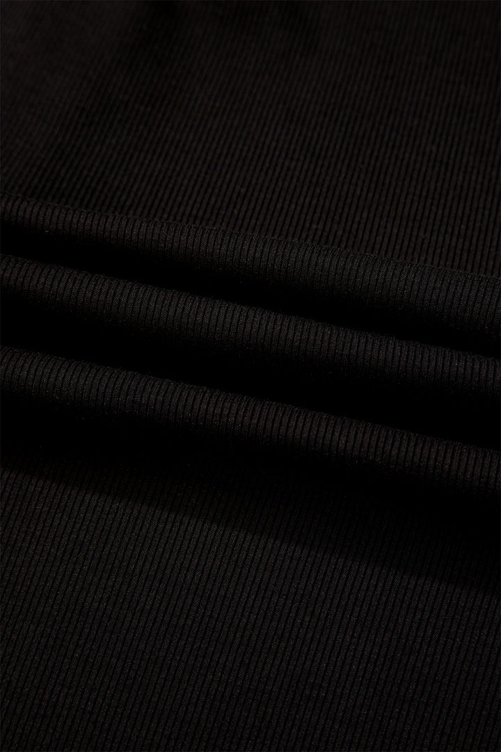 Black Stripe Detail Polo Collar Half Buttons Tied Short Sleeve Shift Mini Dress