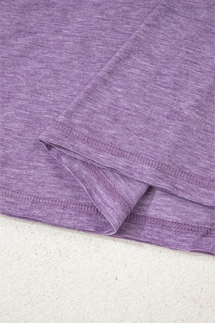 Tillandsia Purple Contrast Print Striped Raglan Long Sleeve Loose Top