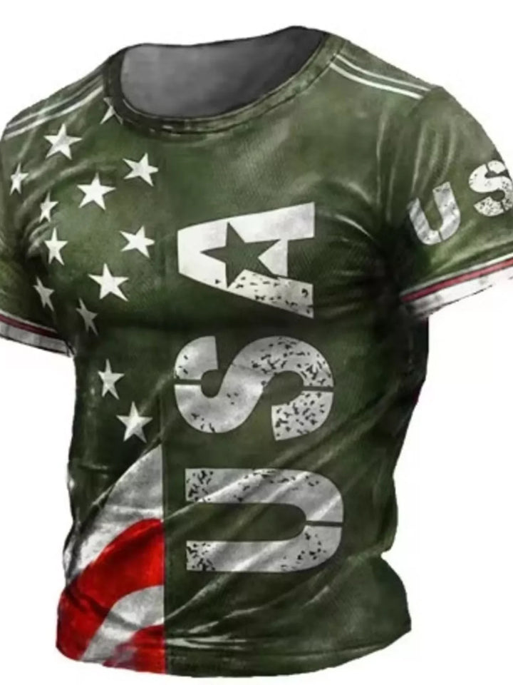 Men's Full Size USA Flag Print T-Shirt Plus Size