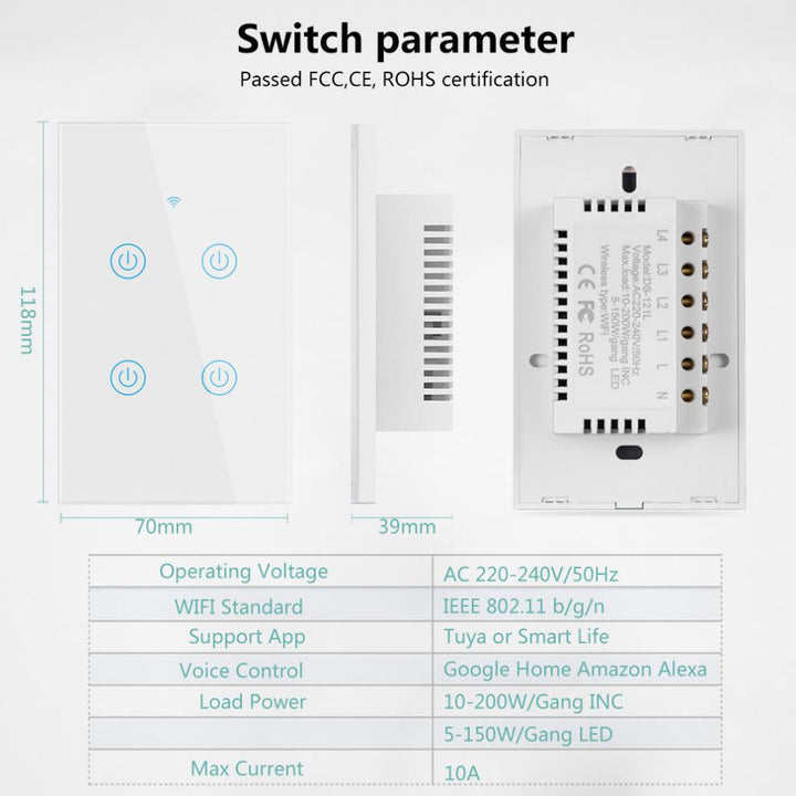 Zero Fire  Single Fire Universal Graffiti Smart USAustralian Wifi Touch Wall Panel
