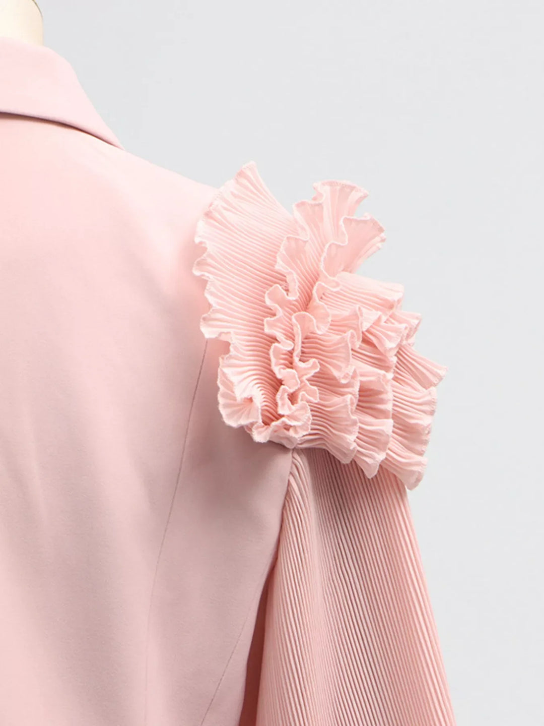 Frill Lapel Collar Top and Pleated Skirt Set
