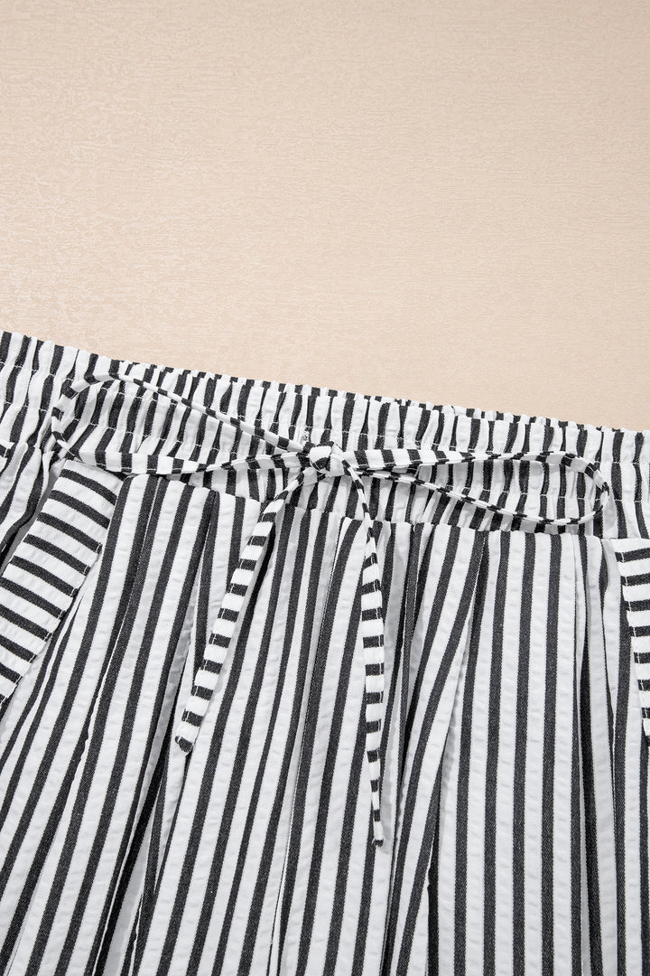 Black Stripe Wide Leg Casual Pants