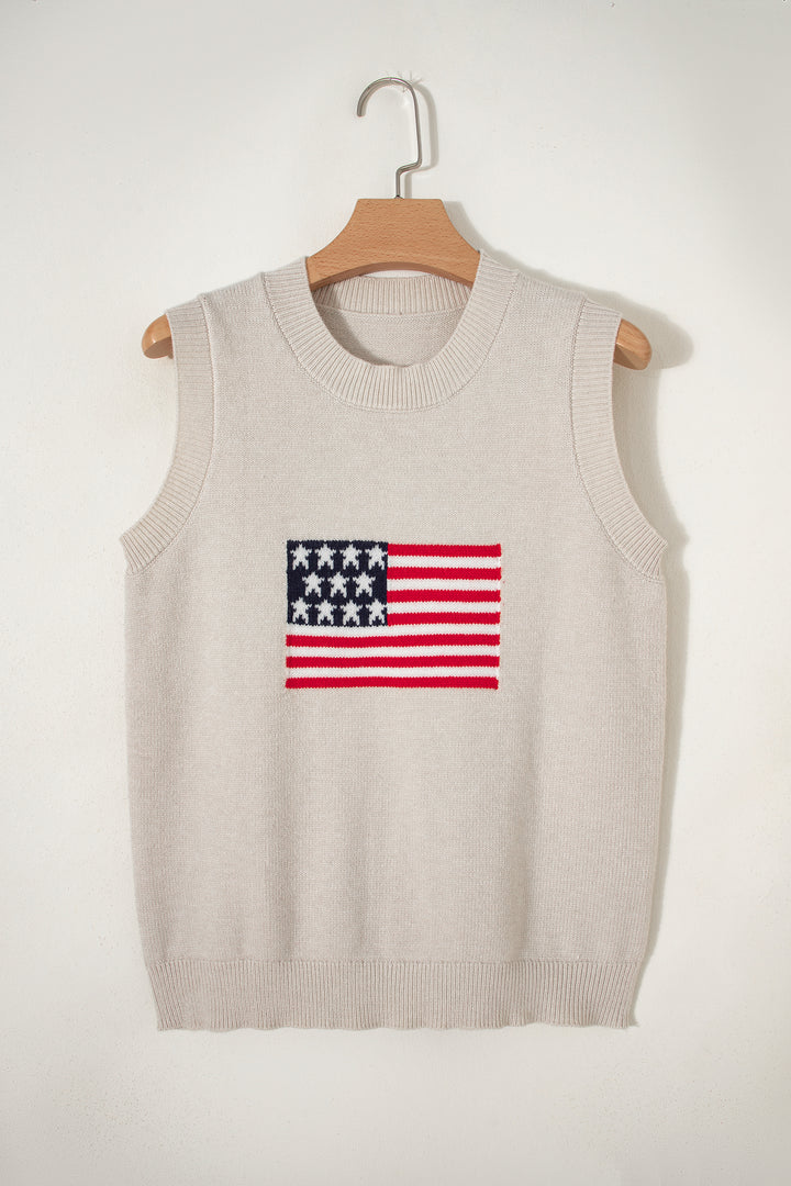 Parchment American Flag Sleeveless Sweater