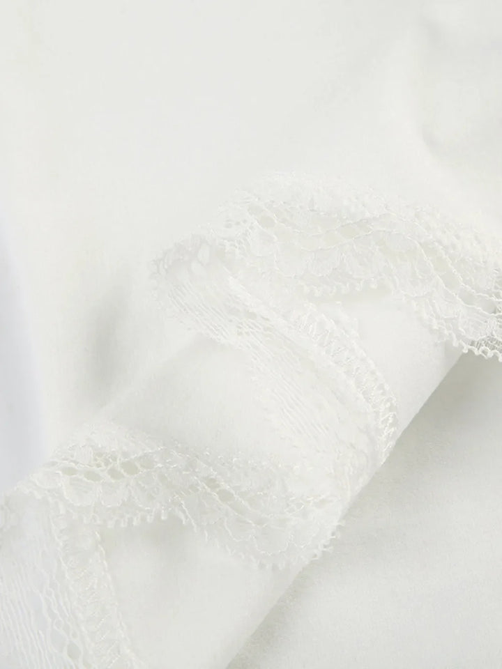 Lace Detail Sweetheart Neck Short Sleeve T-Shirt