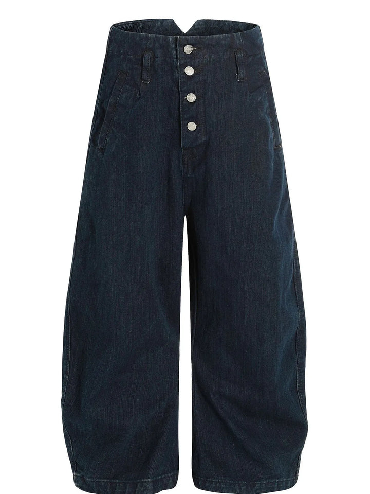 Men's Washed Button Fly Curved Jeans