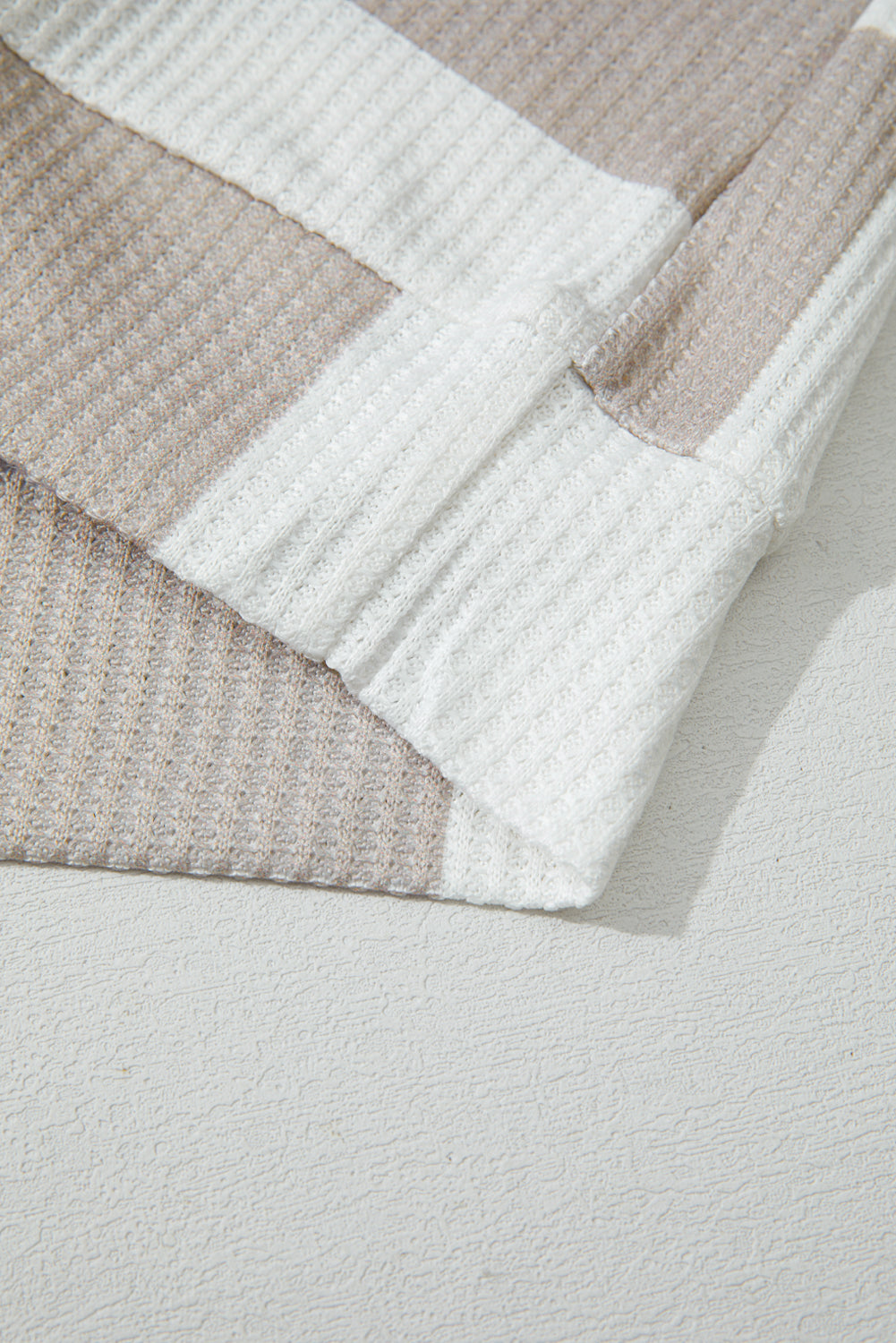 Khaki Checkered Print Breathable Textured Long Sleeve Top