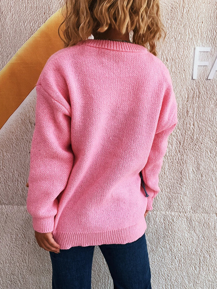 Colorful Bow Round Neck Sweater