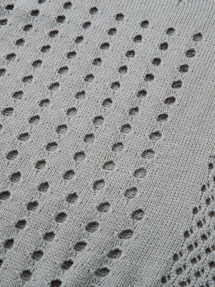Men's Openwork Button Detail Knit Henley T-Shirt