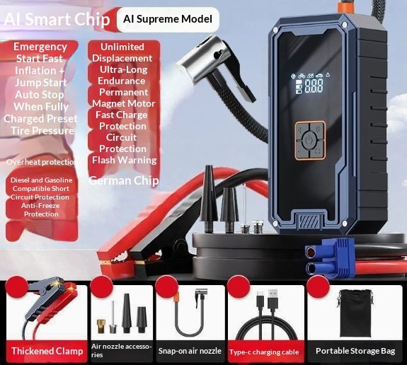 Car Emergency Jump Starter And Onboard Air Pump All-in-one Device