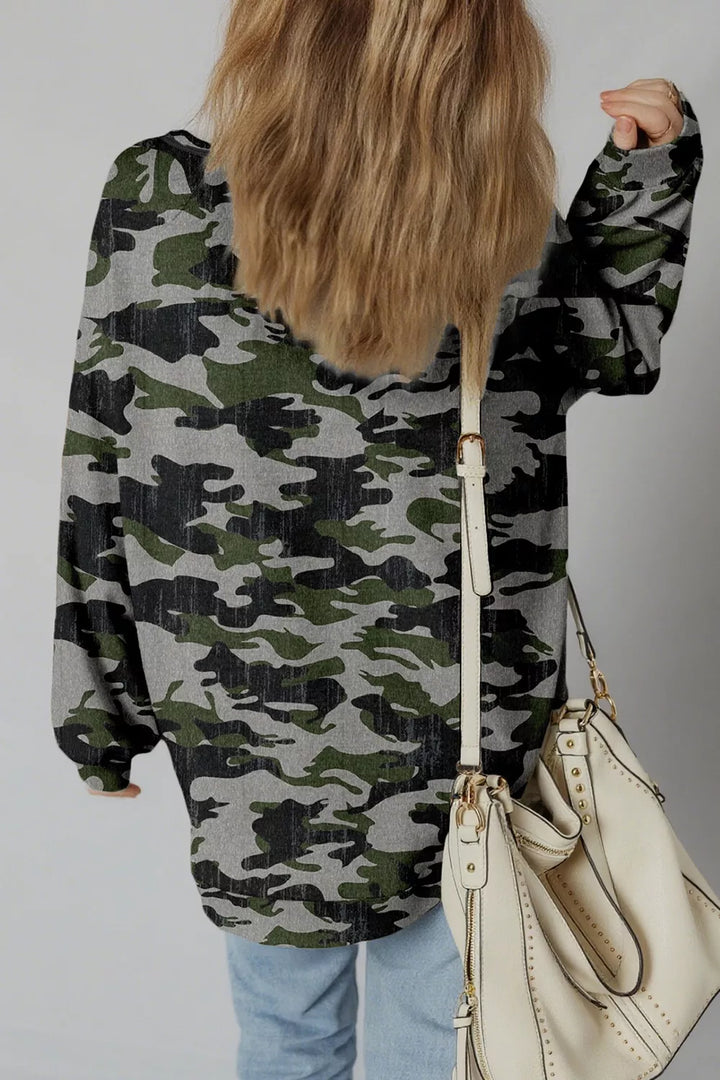 Camouflage Long Sleeve Sweatshirt with Relaxed Fit