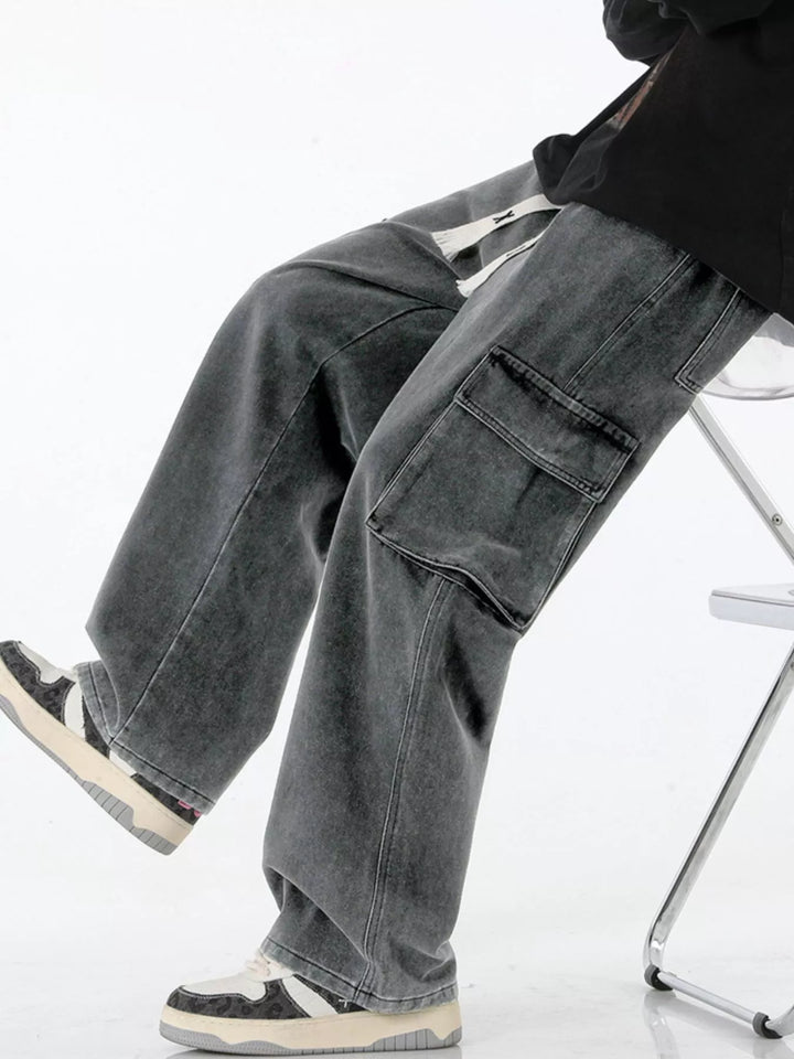 Men's Full Size Wide Leg Cargo Jeans Plus Size