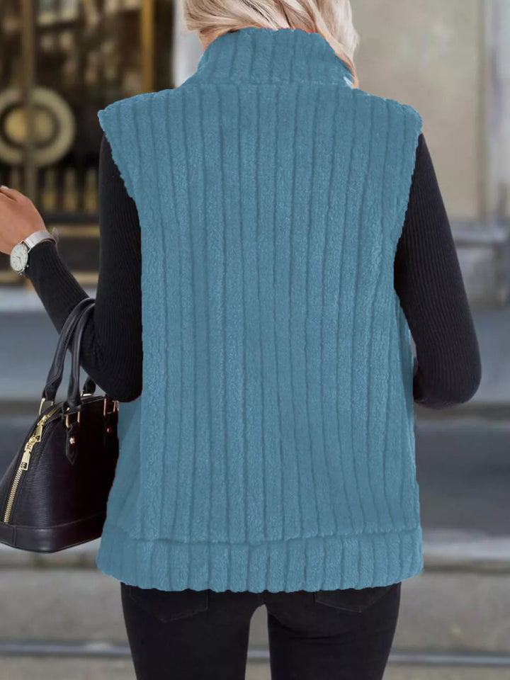 Full Size Fleece Zip-Up Vest Coat Plus Size