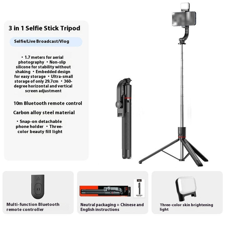 Selfie Stick Portable Tripod Bluetooth Telescopic Rod