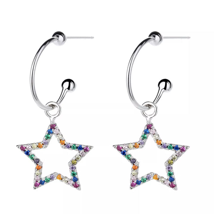 Star C-Hoop Dangle Earrings