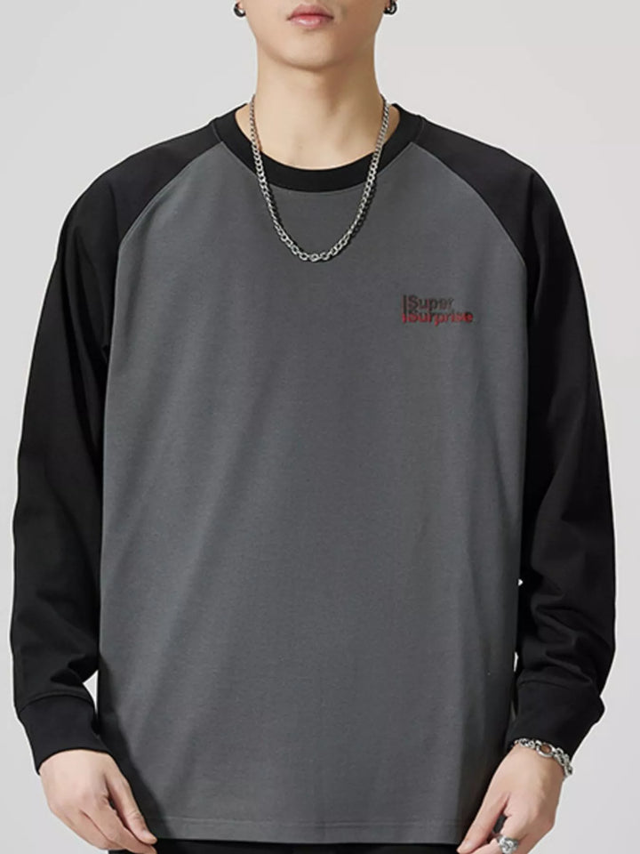 Men's Plus Size Round Neck Raglan Sleeve T-Shirt