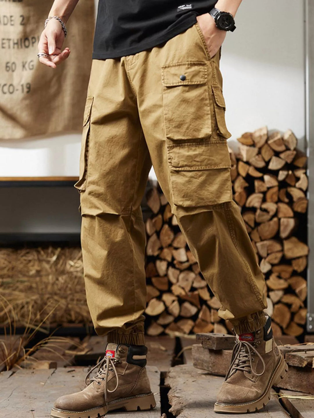 Men's Plus Size Relaxed Fit Multi-Pocket Cargo Pants