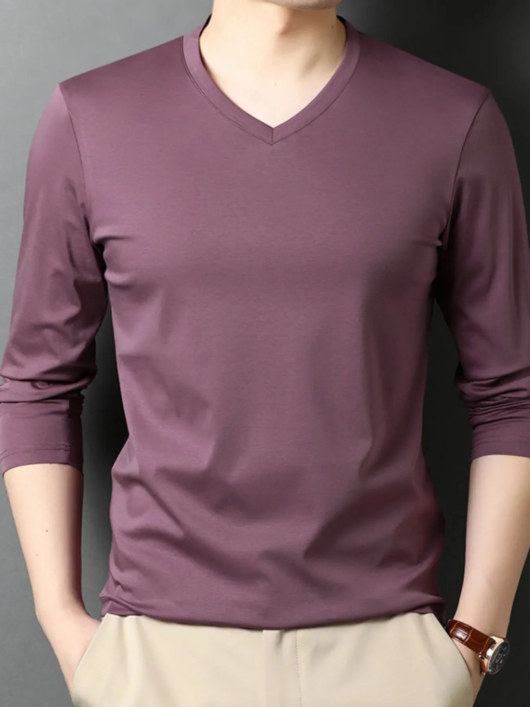 Men's V-Neck Long Sleeve T-Shirt