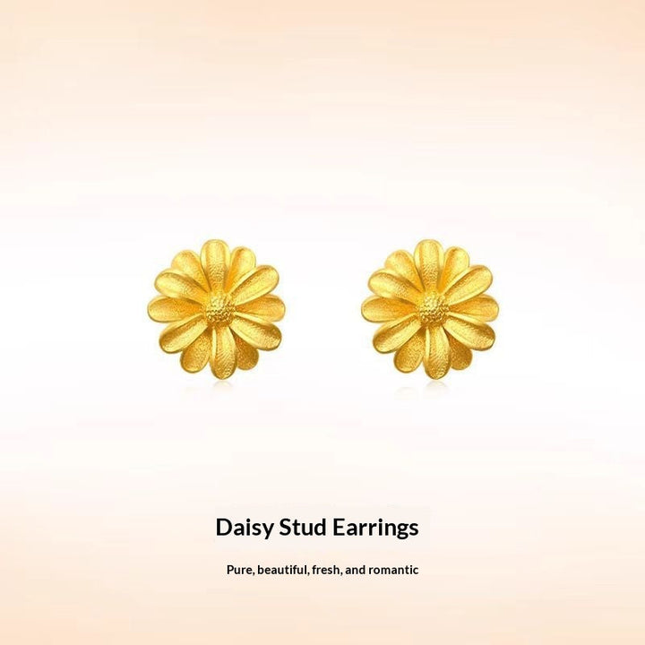 Golden Stud Earrings Versatile Ear Jewelry